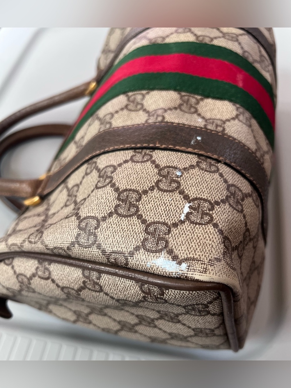 GUCCI vintage satchel doctor bag Monogram GG print purse authentic 1977-1980 - Picture 13 of 16